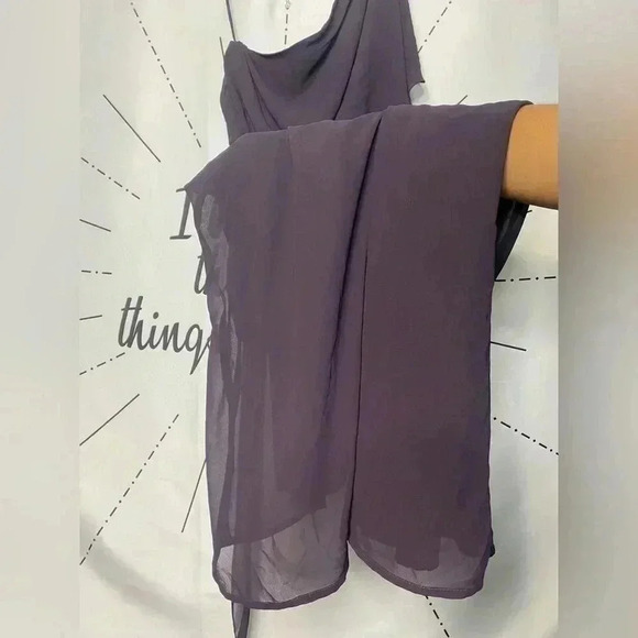 Nouvelle Amsale Bea One Shoulder Chiffon Blouson Gown in Plum - Picture 5 of 9